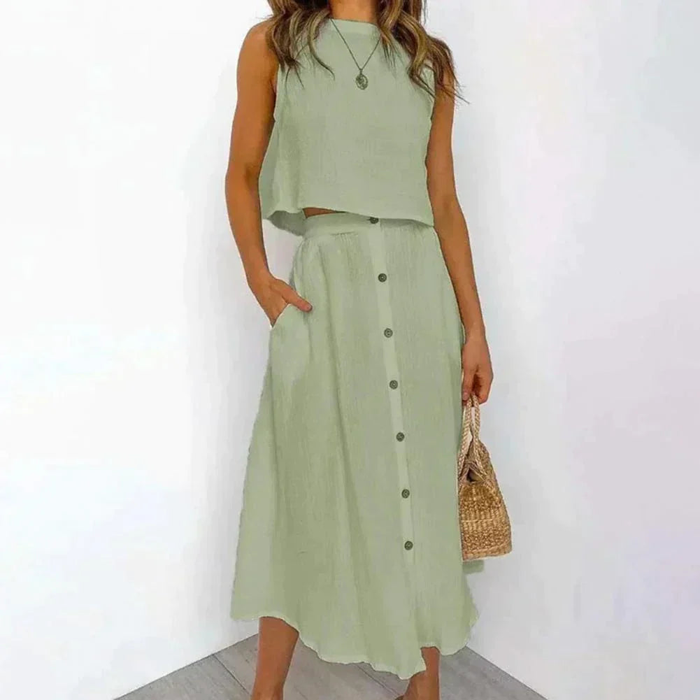 Sophie – broek-blouseset van zijdezachte viscose