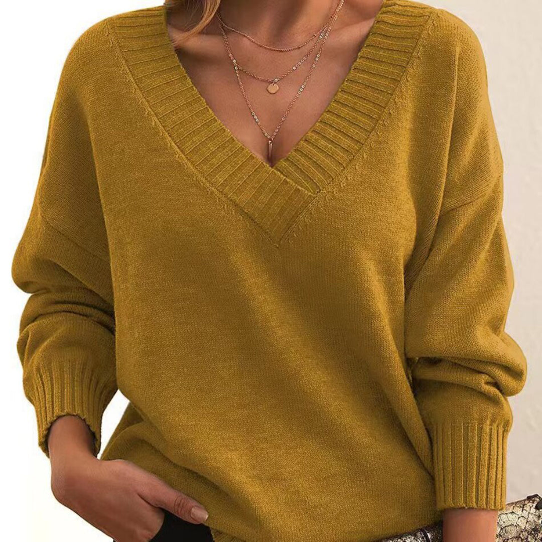 Joelle – oversized gebreide trui met v-hals