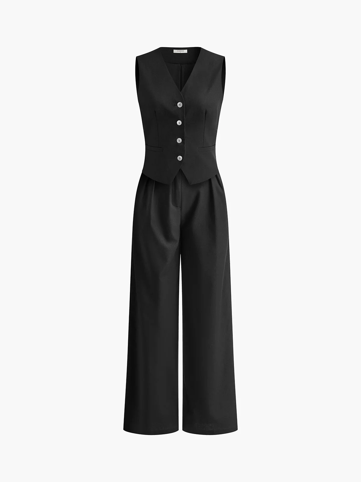 Luna – linnen set met mouwloos vest en wijde broek