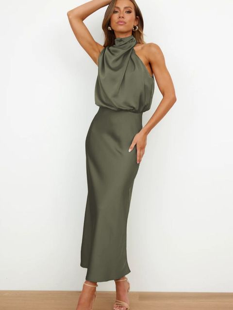 Aurora - Midi Cocktailjurk Met Glitter Riem
