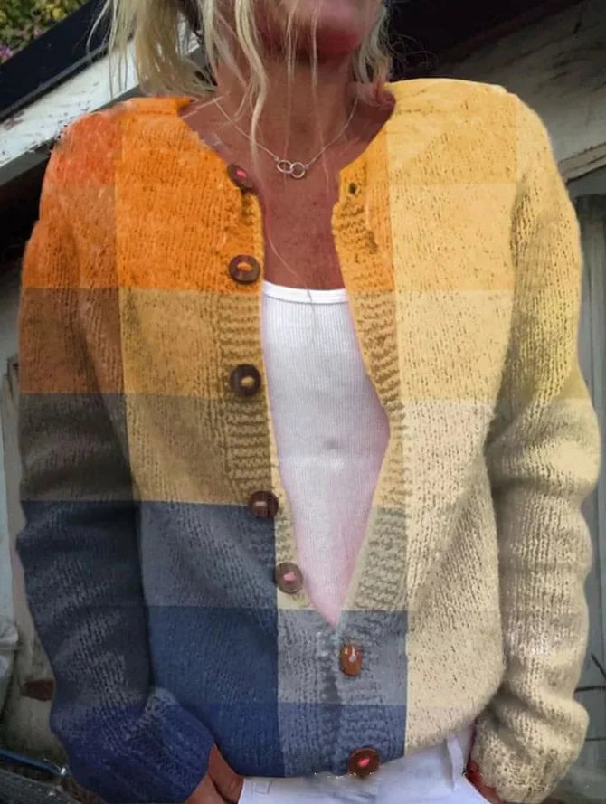 Flora – Gebreide Cardigan Vest Met Bloemenpatroon En Knopen