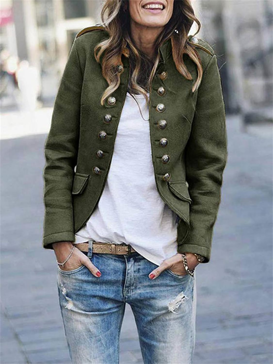 Céline – dames jacket van geweven stof met knoopsluiting