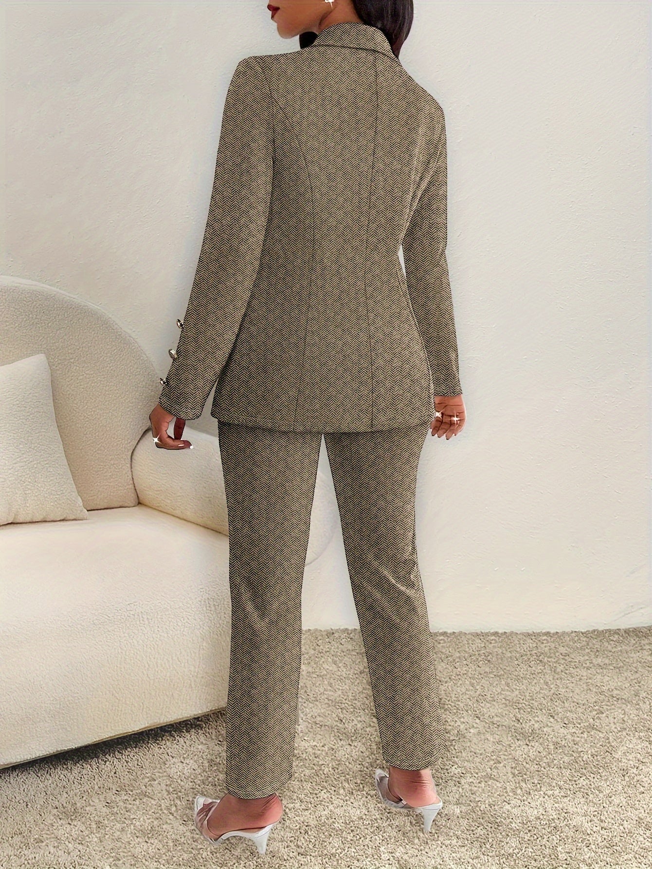 Claire – slim-fit blazer met zigzagpatroon en dubbele knopenrij