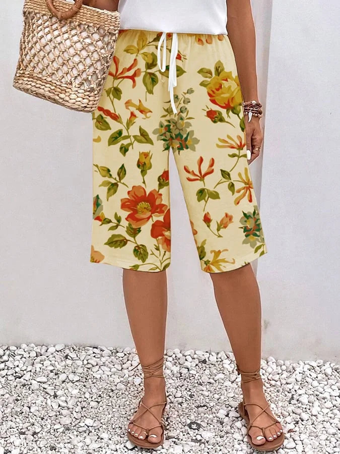 Valencia – luchtige Boho Half Lange Zomer Broek Met Bloemenprint