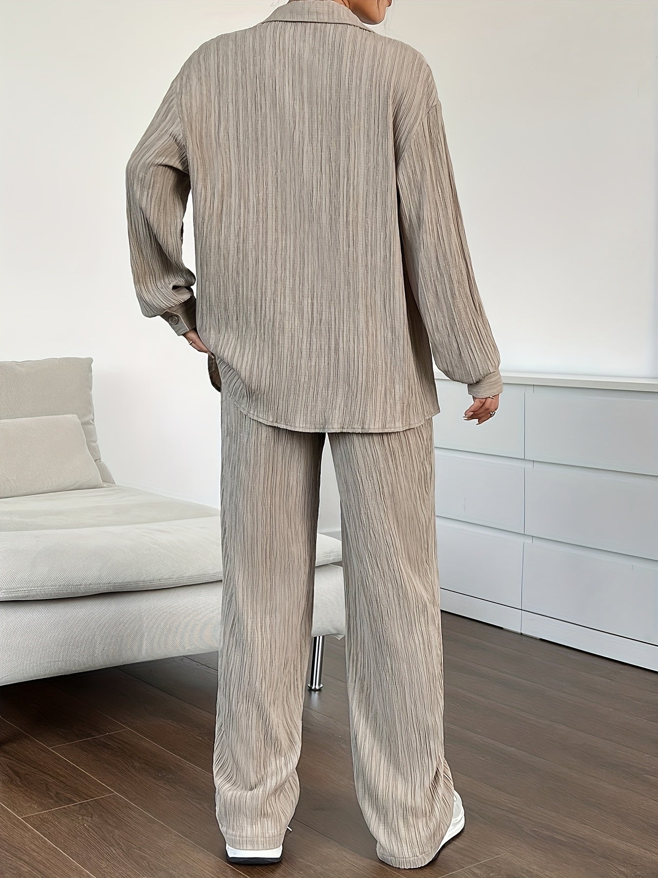 Isabella - Oversized Linnen Zomer Blouse Set Met Wijde Broek