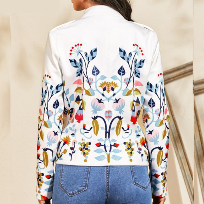 Alice – bedrukte damesblazer met double-breasted sluiting en lange mouwen