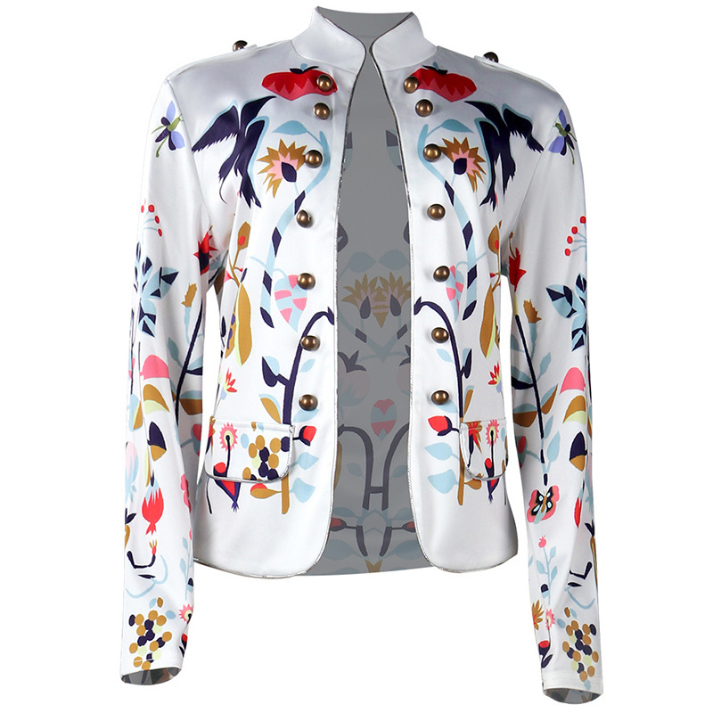 Alice – bedrukte damesblazer met double-breasted sluiting en lange mouwen