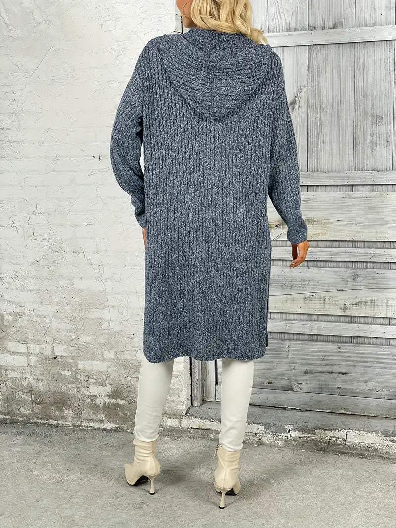 Elara – lang cardigan vest van wolmix met losse pasvorm en lange mouwen