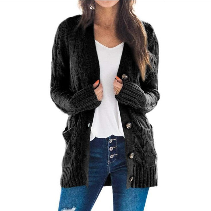 Emma – gebreide dames cardigan vest met lange mouwen
