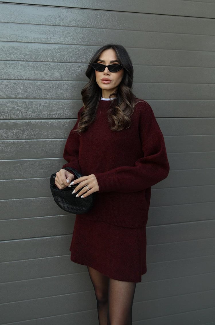 Léa – gebreide set met trui en minirok in zachte stof en casual fit