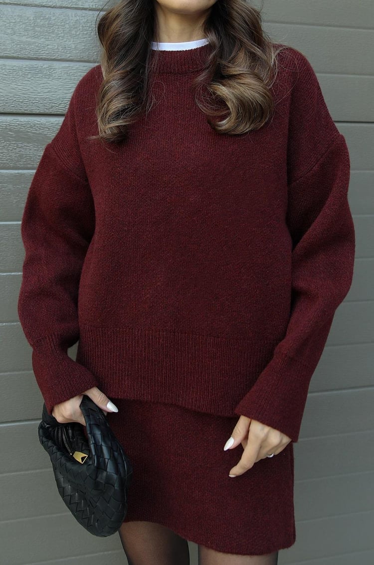 Léa – gebreide set met trui en minirok in zachte stof en casual fit