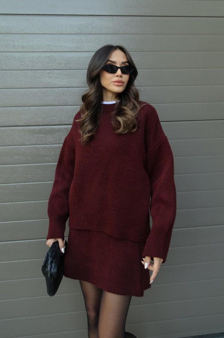 Léa – gebreide set met trui en minirok in zachte stof en casual fit