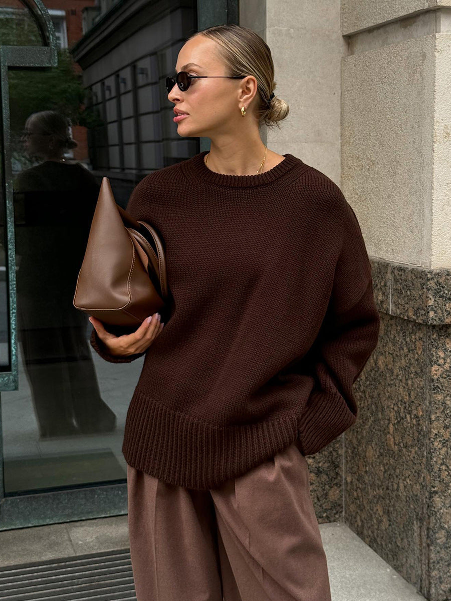Downtime – gebreide oversized trui met dropped shoulders en ribboorden