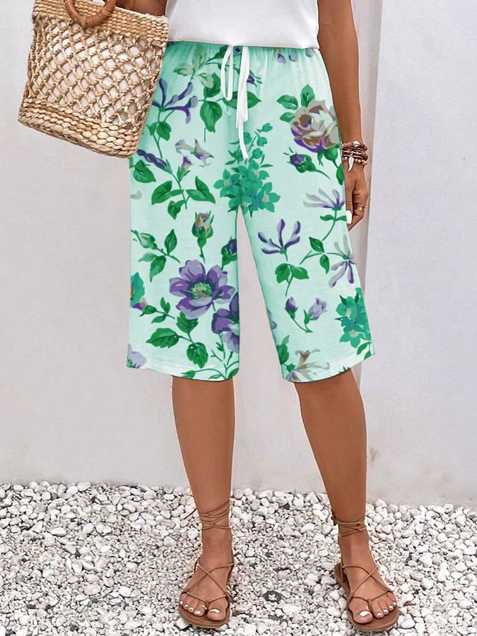 Valencia – luchtige Boho Half Lange Zomer Broek Met Bloemenprint