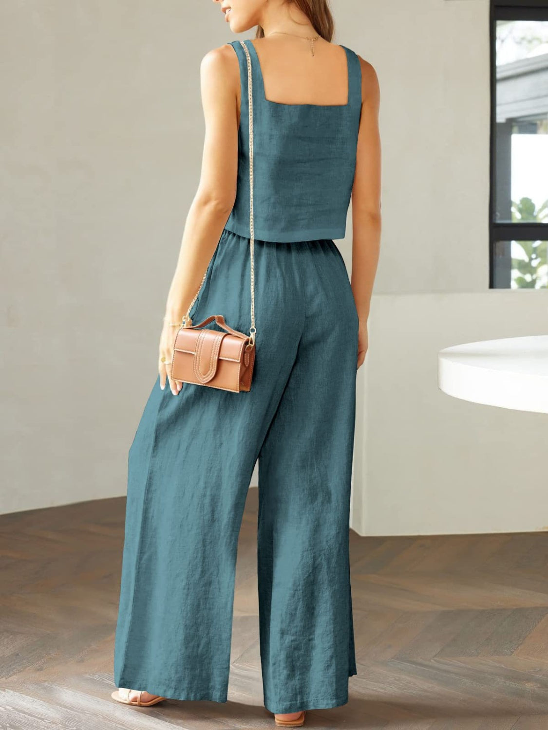 Katrien - luchtige wijde pantalon zomer set