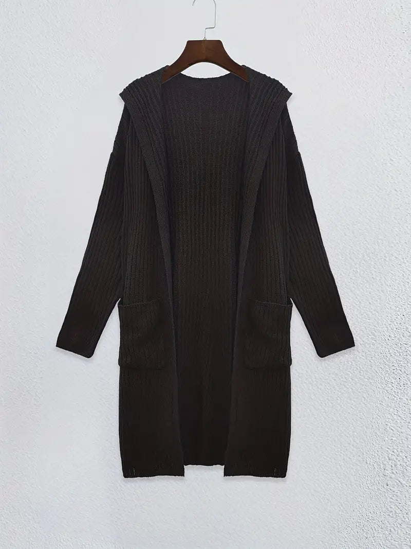 Elara – lang cardigan vest van wolmix met losse pasvorm en lange mouwen