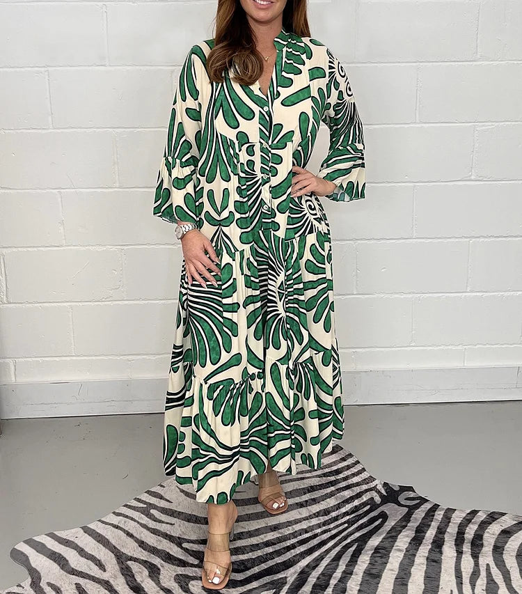 Soleil – Maxi-jurk met print en kimono-mouwen