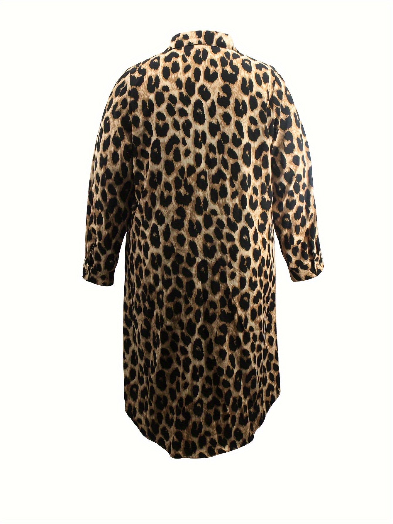 Maud – Katoenen Midi Panterprint Blouse Jurk Met V-hals