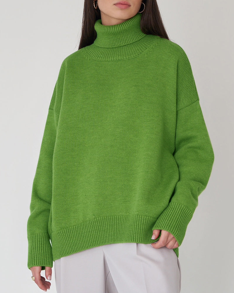 Femke – oversized cotton coltrui met lange mouwen en heuplengte