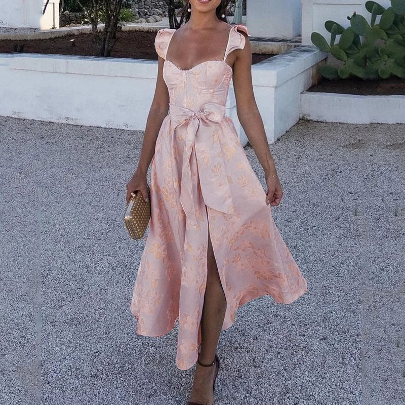 Christina – midi-jurk met hartvormige halslijn en pastel bloemenprint