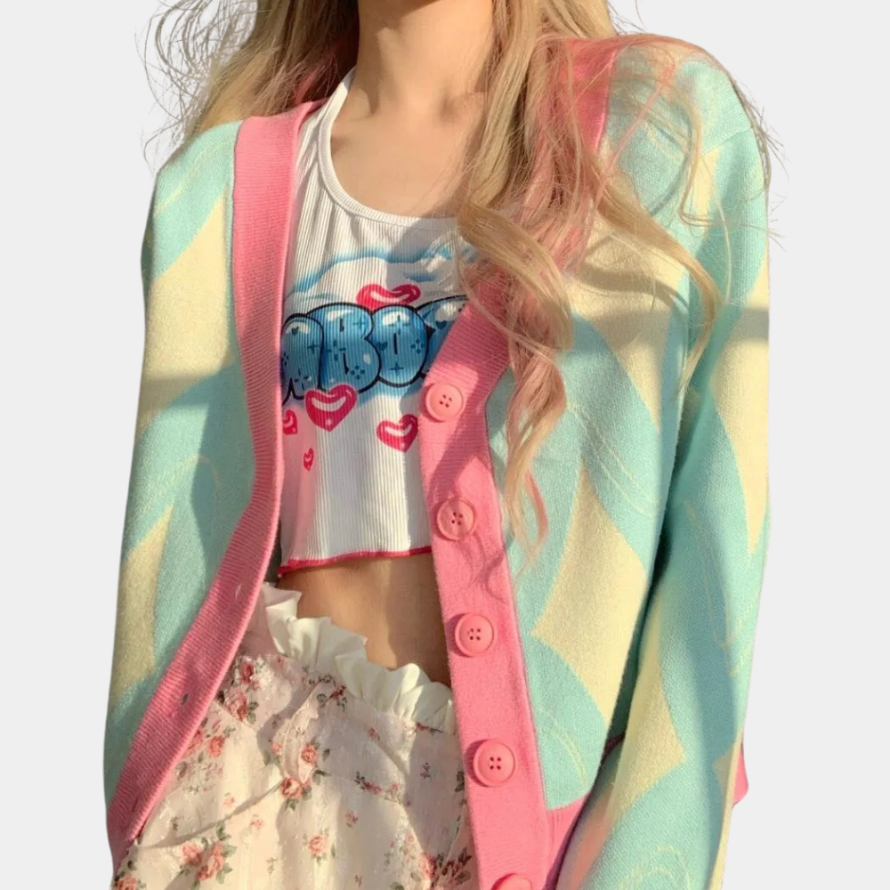 Camilia – gekleurde dames cardigan vest