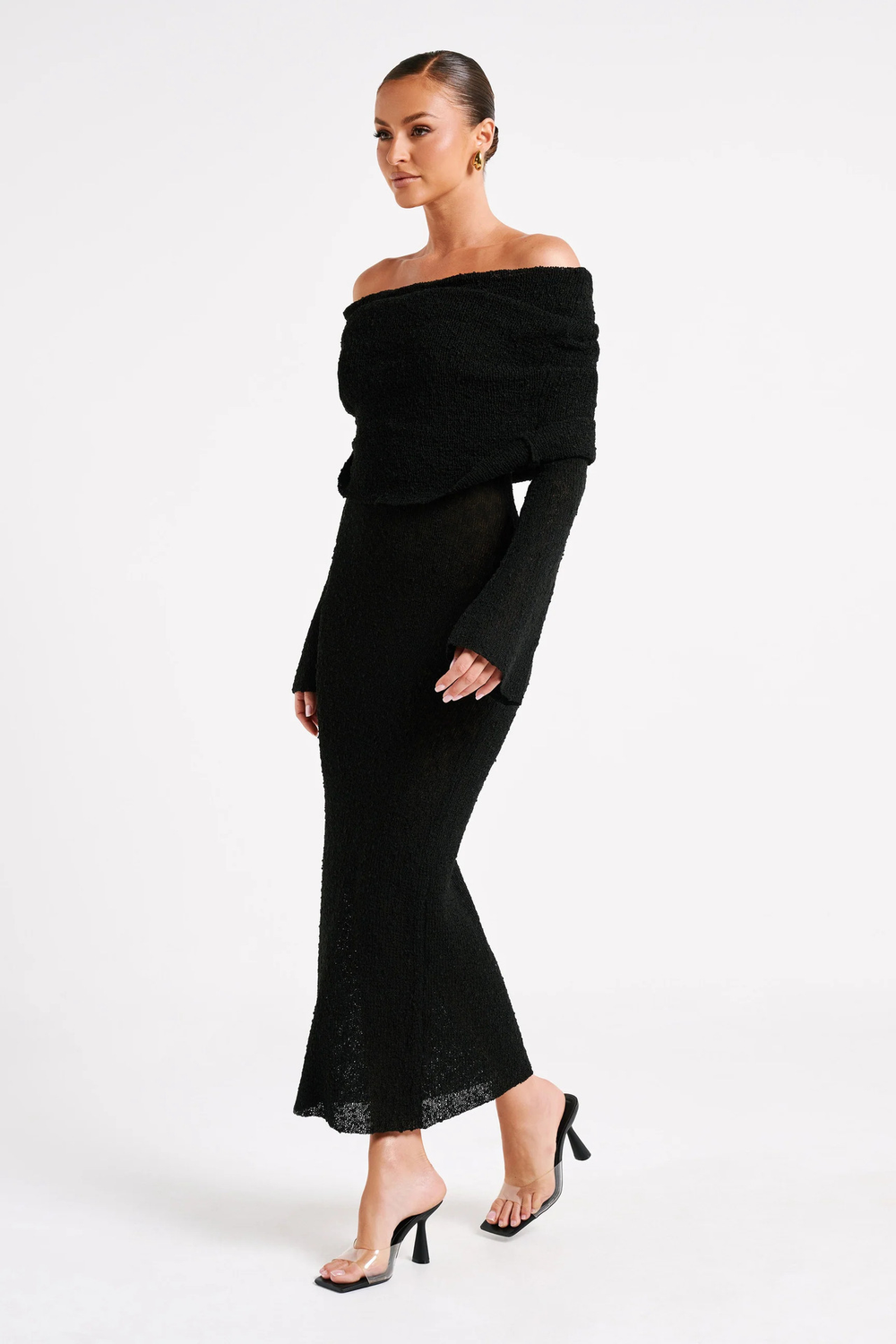 Variant image for Elegante Off-Shoulder Maxi Jurk Dames van Polyester – Zwart, Lange Zomerjurk voor Elke Gelegenheid-4