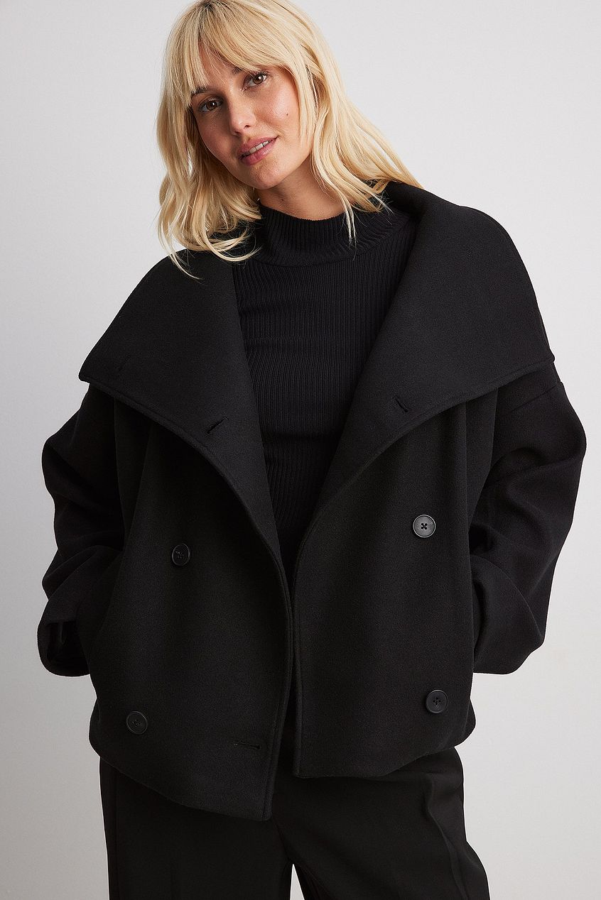 Elise - Korte Oversized Dubble breasted Wollen Jas