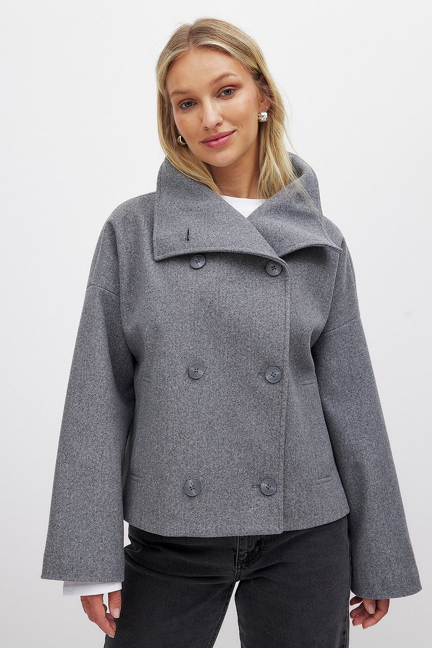 Elise - Korte Oversized Dubble breasted Wollen Jas