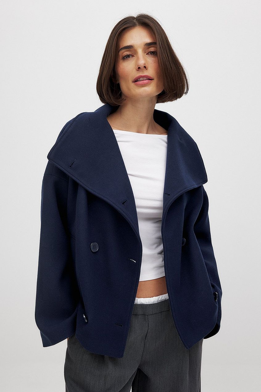 Elise - Korte Oversized Dubble breasted Wollen Jas