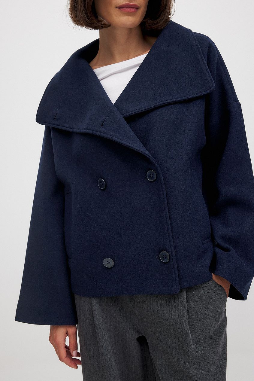 Elise - Korte Oversized Dubble breasted Wollen Jas
