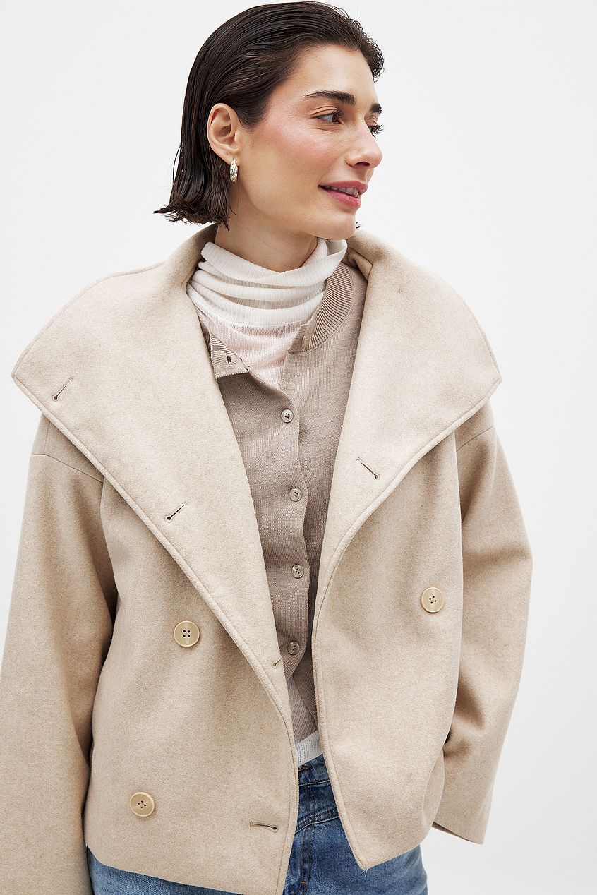 Elise - Korte Oversized Dubble breasted Wollen Jas