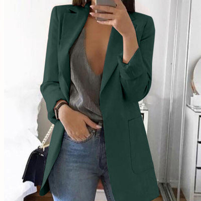 Isabella – dames blazer van katoen-polyester mix met omgeslagen kraag