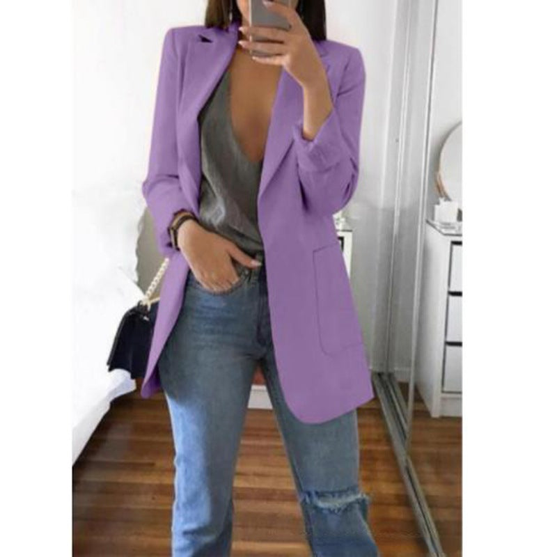 Isabella – dames blazer van katoen-polyester mix met omgeslagen kraag