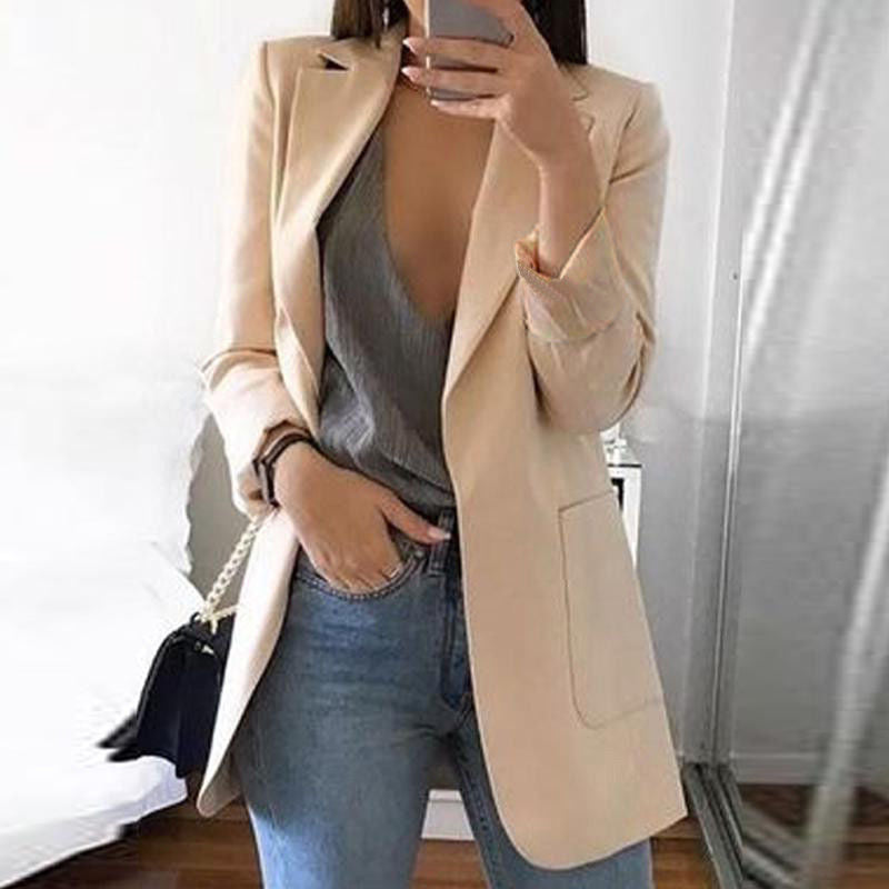 Isabella – dames blazer van katoen-polyester mix met omgeslagen kraag
