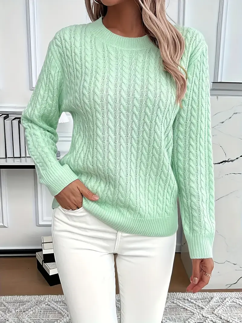 Mireille – gebreide trui met kabelmotief en lange mouwen