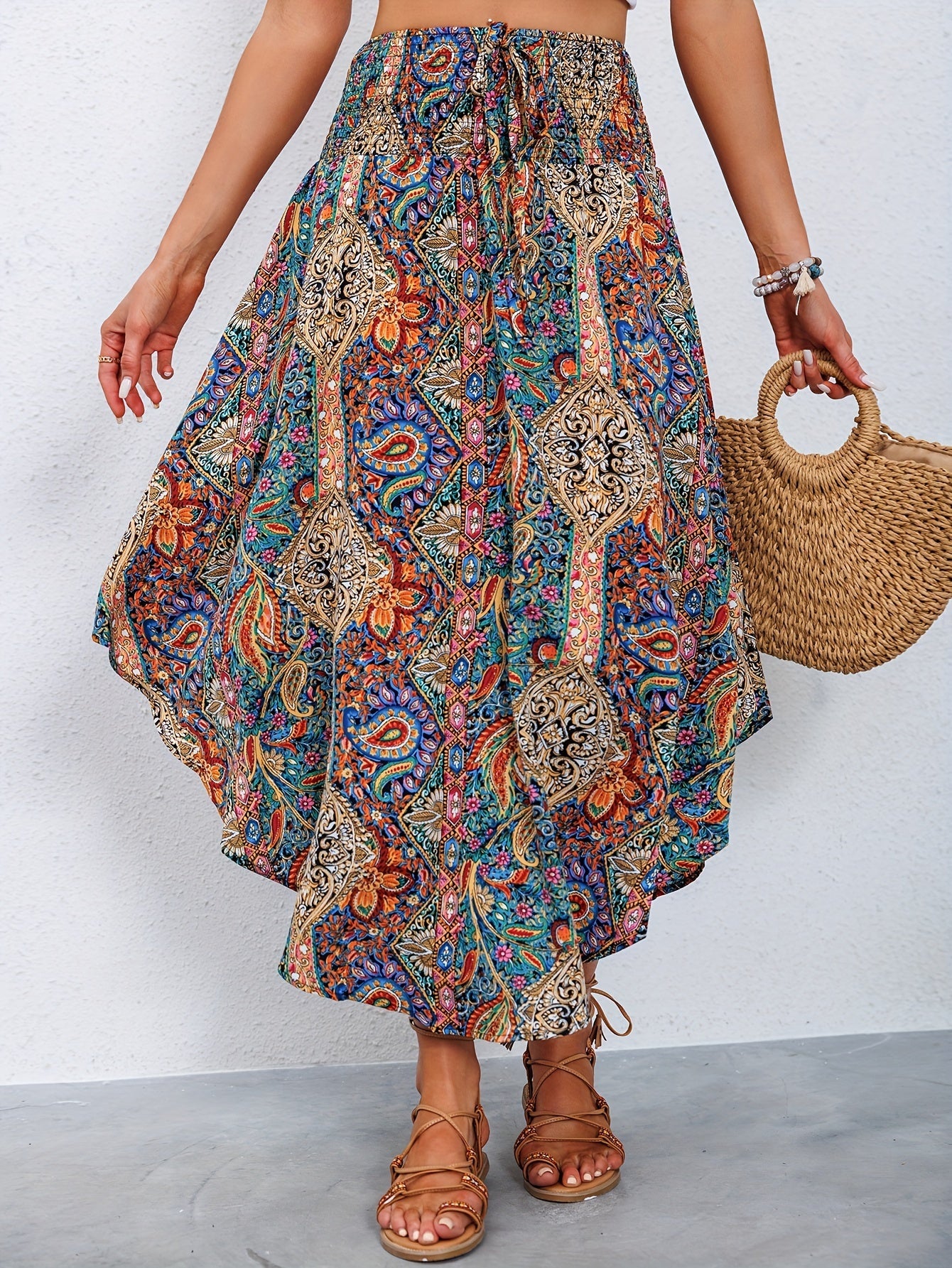 Sera – Hoge taille zomer rok met paisley print en rechte pasvorm