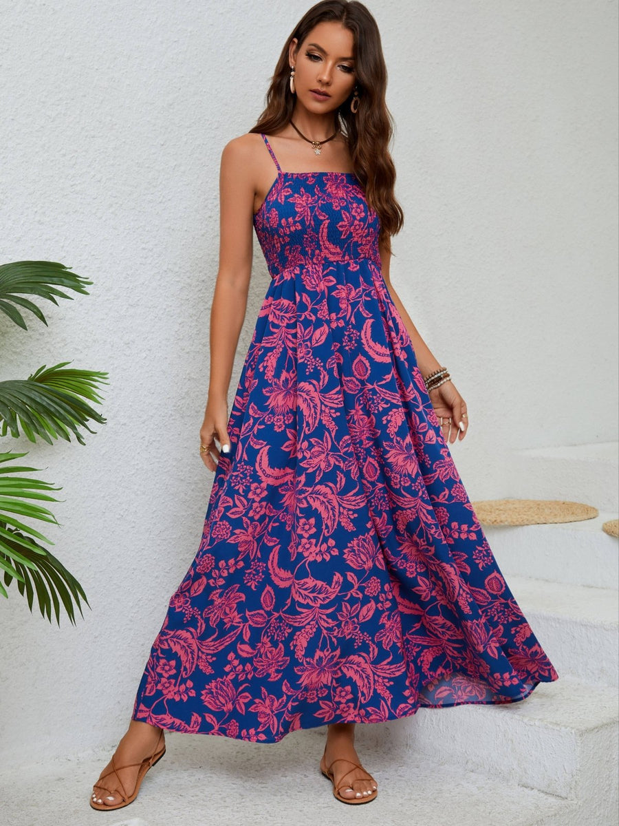 Luna – Bloemenjurk met Ruffle Zoom en Open Rug