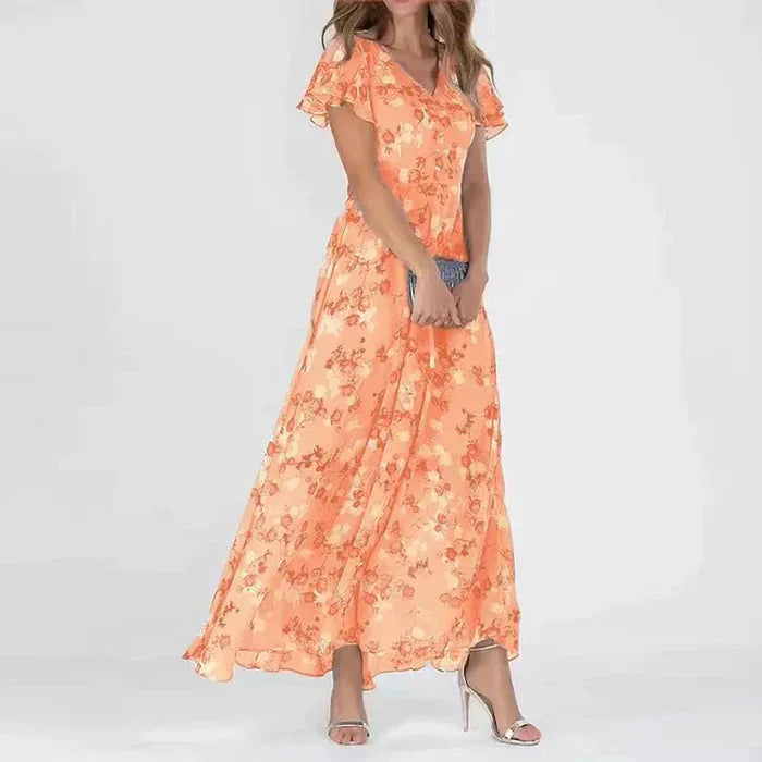 Victoria – Kleurrijke bloemenprint maxi zomer jurk