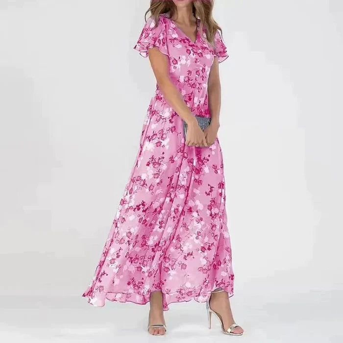 Victoria – Kleurrijke bloemenprint maxi zomer jurk