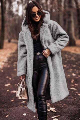 Sara – Lange Gevoerde Teddy Trenchcoat