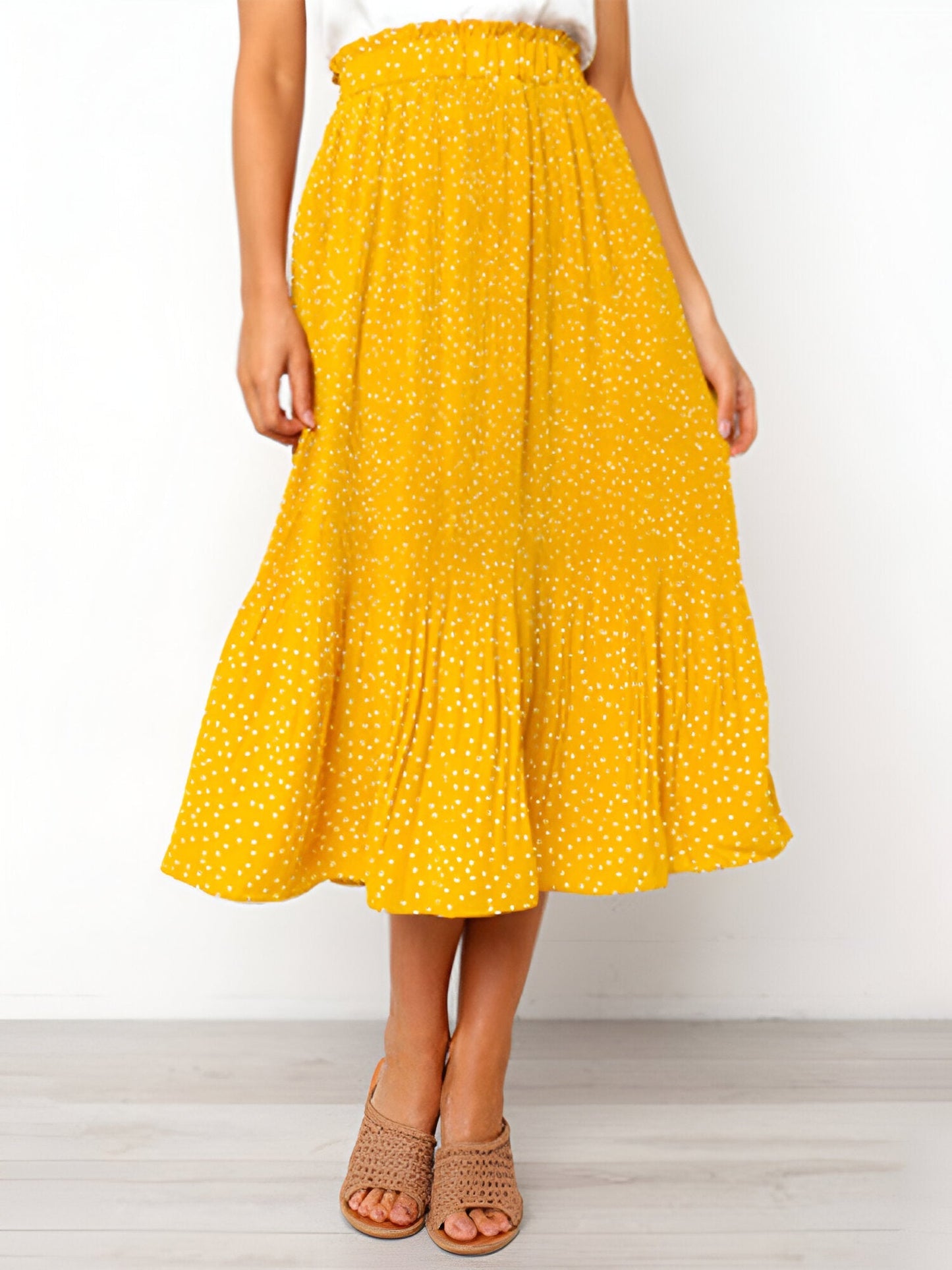 Flora – Bloemenprint midirok met hoge taille en geplooid design