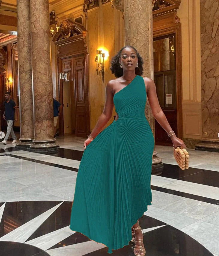 Olivia – Maxi zomer jurk met plooide kraag