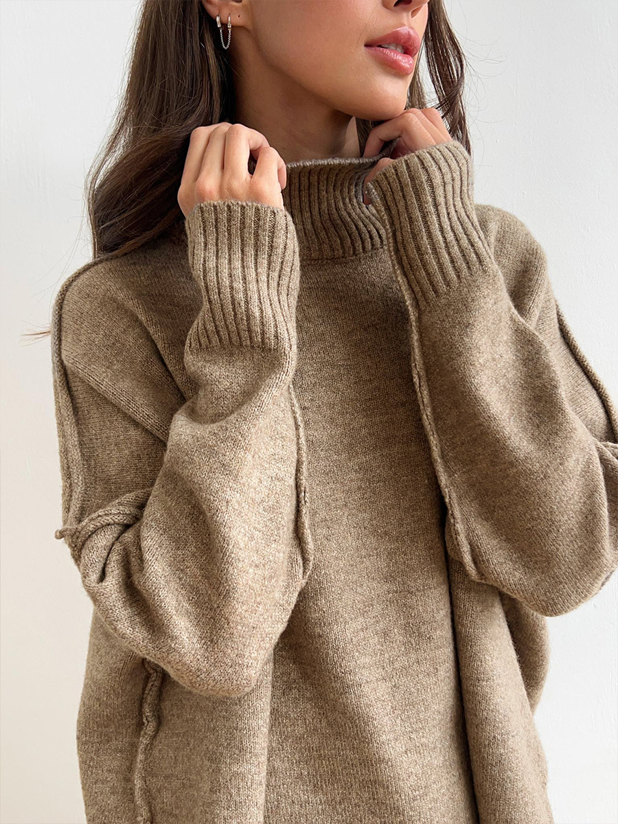 Hazel – lounge set van zachte knit met hoge col en wijde broek