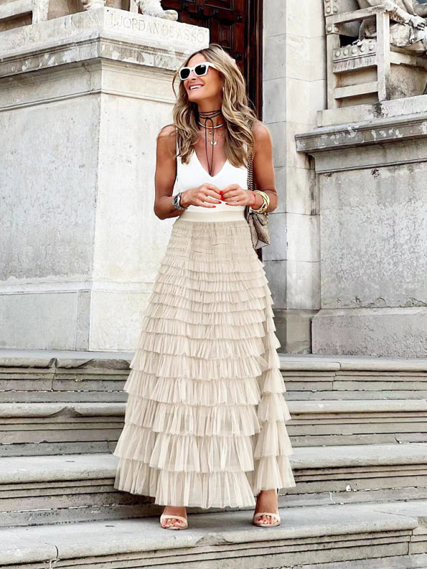 Averie - Hoge Taille Midi-Rok met Elegante Plooien