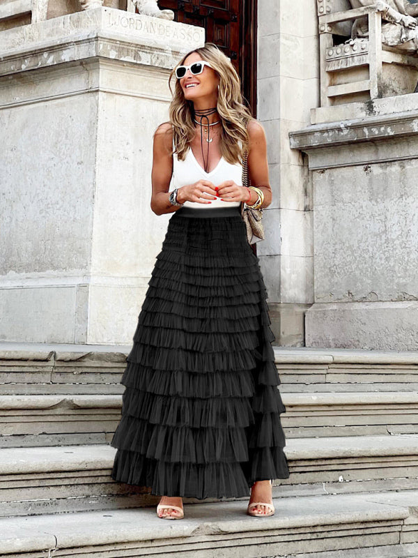 Averie - Hoge Taille Midi-Rok met Elegante Plooien