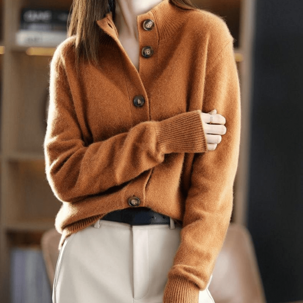Juliette – gebreid cardigan vest met kraag en knopen