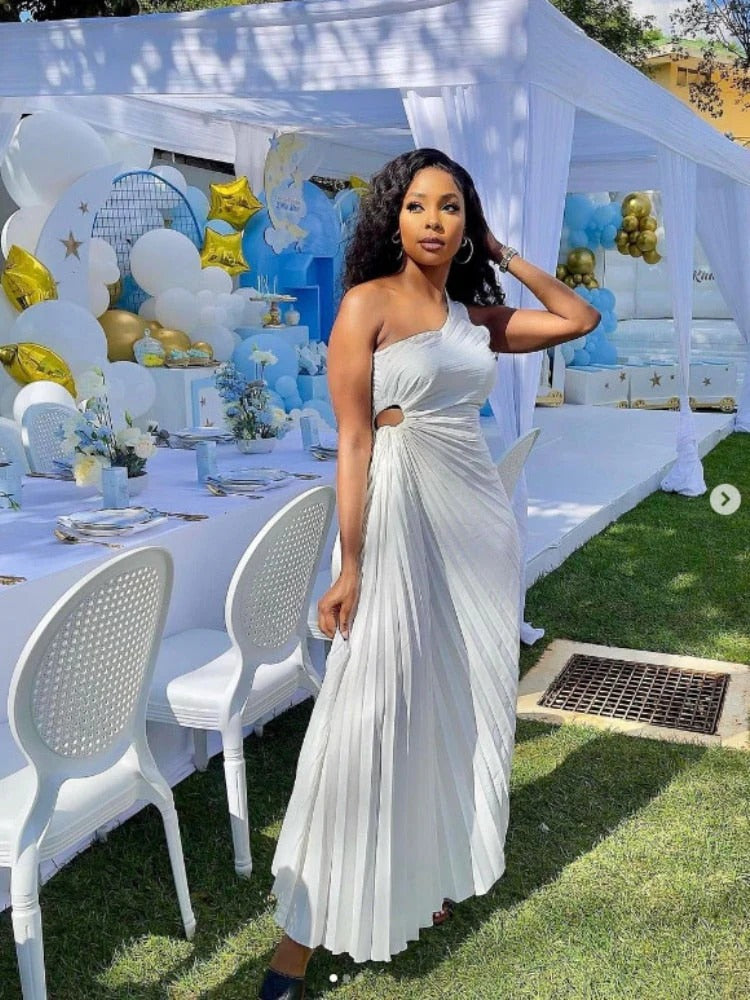 Olivia – Maxi zomer jurk met plooide kraag
