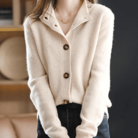 Juliette – gebreid cardigan vest met kraag en knopen
