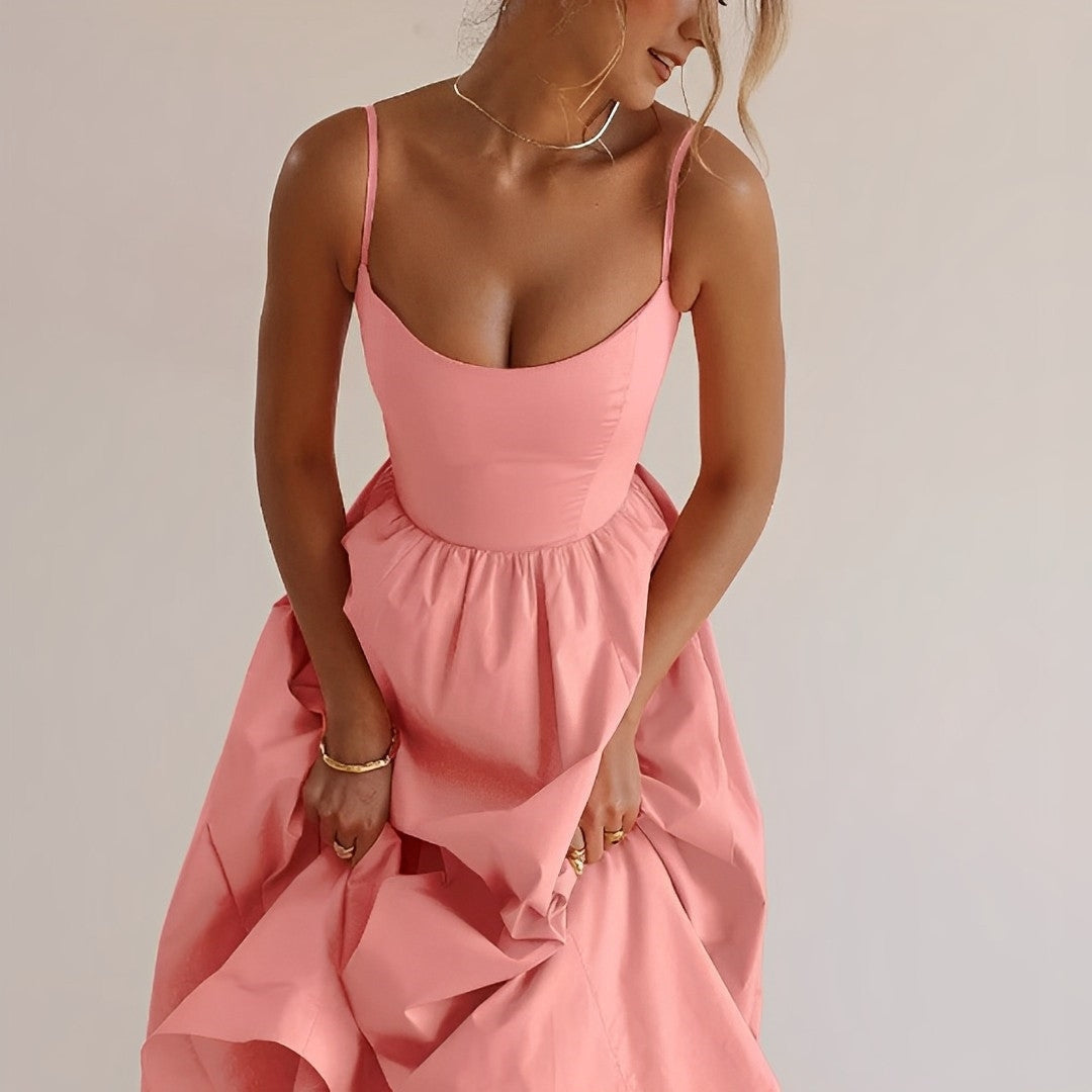 Elena – mouwloze zomer midi-jurk met A-lijn