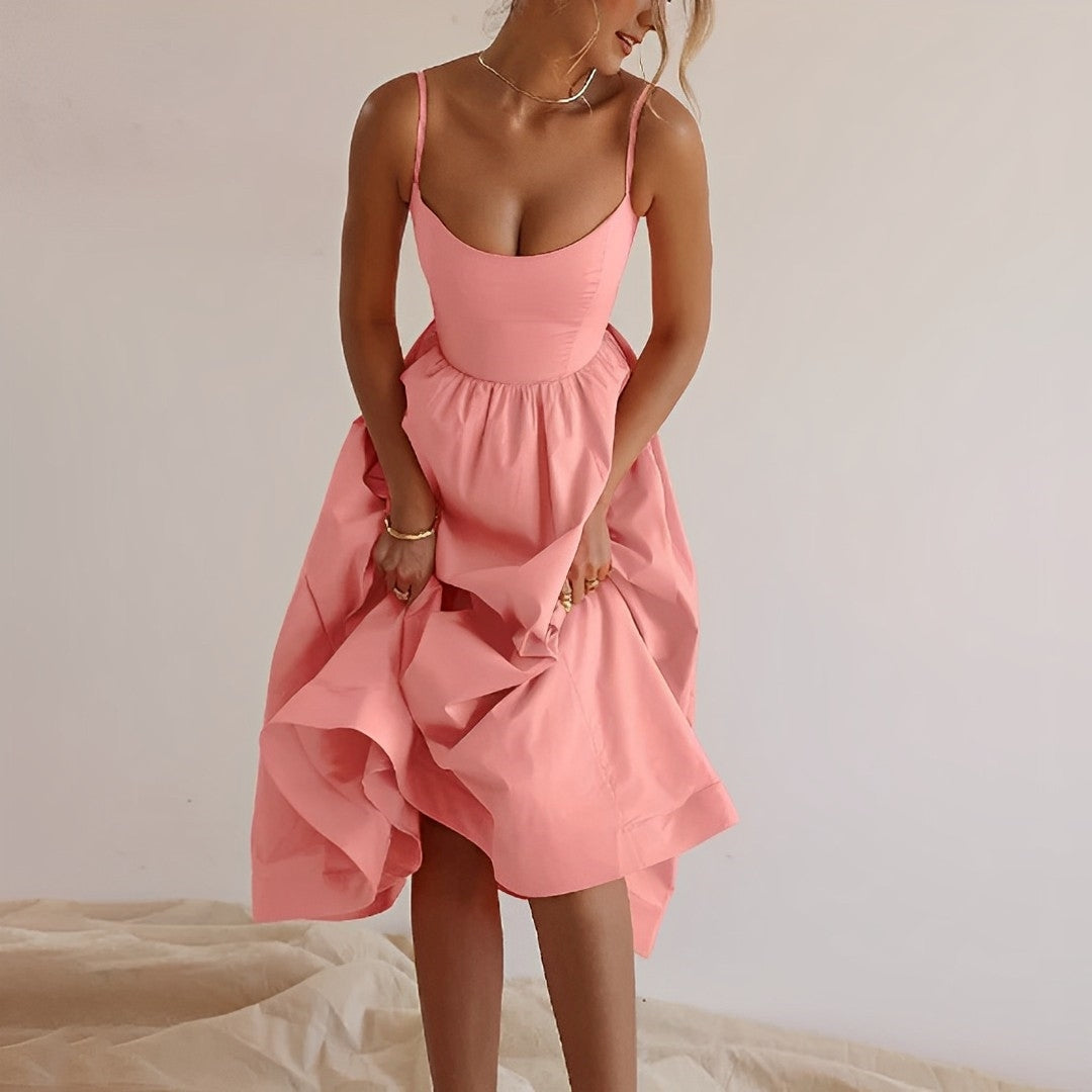 Elena – mouwloze zomer midi-jurk met A-lijn